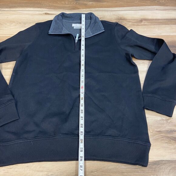 Van Heusen Sweater Mens Medium Black Mock Neck 1/4 Zip Long Sleeve - Picture 4 of 6